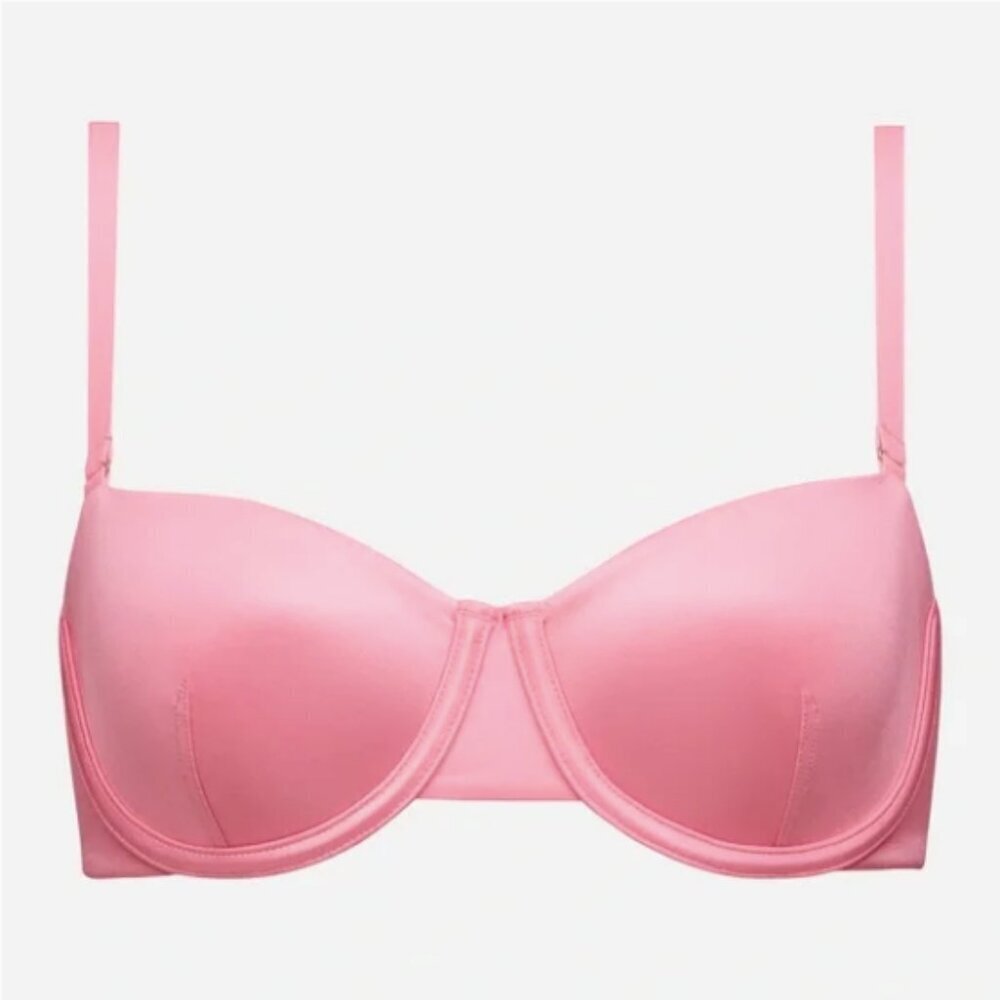 CUUP The Balconette Bra Rose Shine Satin Pink 30G Women NWT New Bra Underwire